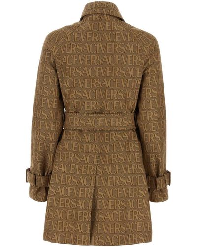 Versace Embroidered Polyester Blend Trench Coatâ - Brown