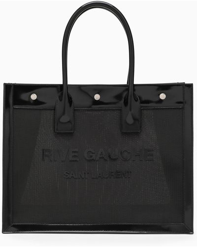 Saint Laurent Rive Gauche Small Mesh & Leather Tote - Black