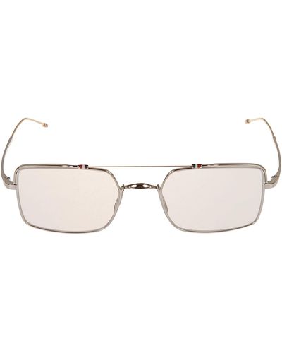 Thom Browne Top Bar Detail Square Glasses - Metallic