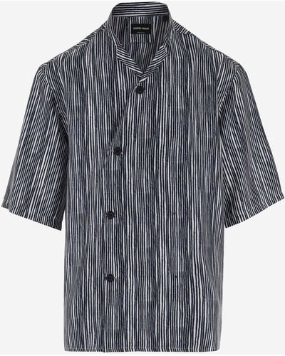 Giorgio Armani Silk Shirt With Striped Pattern - Grey