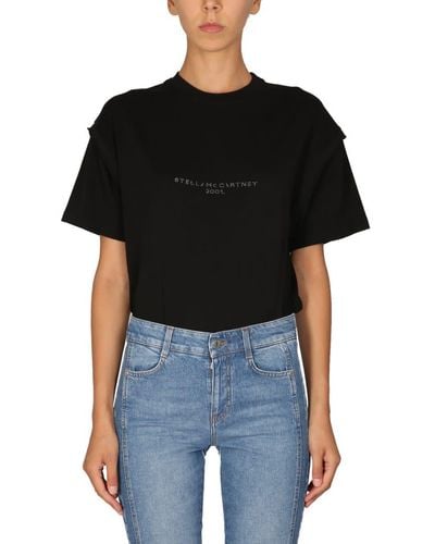 Stella McCartney Crystal Logo T-shirt - Black