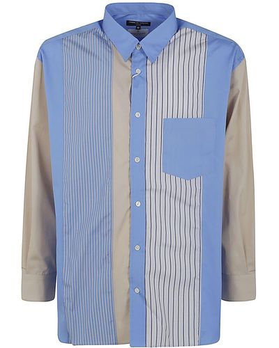 Comme des Garçons Striped Shirt With Patch - Blue