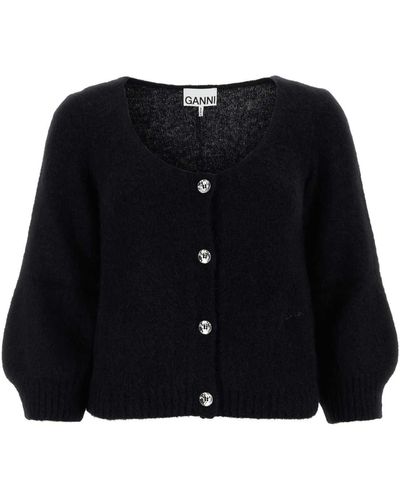 Ganni Stretch Alpaca Blend Cardigan - Black