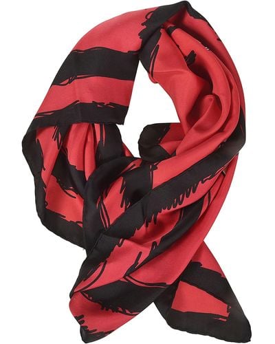 Moschino Logo Detail Scarf - Red