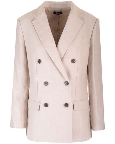 Theory Double-Breasted Blazer - Natural