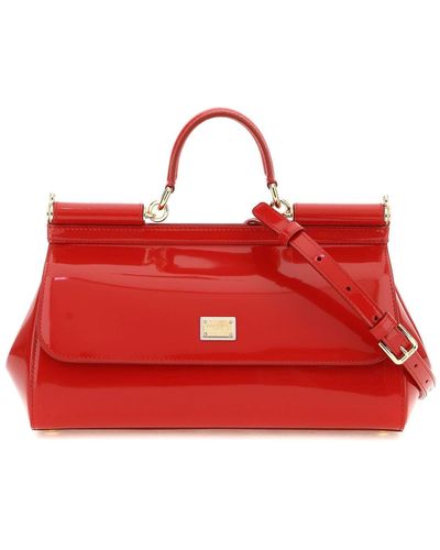 Dolce & Gabbana Patent Leather Medium New Sicily Bag - Red