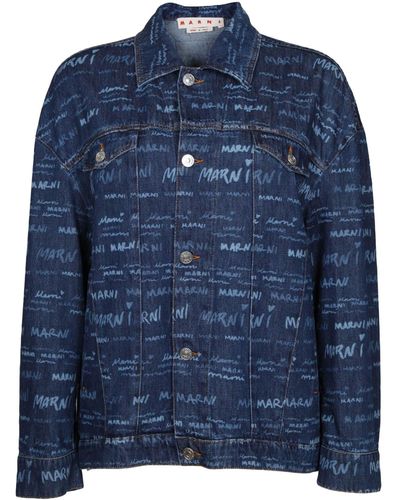 Marni Mega Oversized Jacket In Denim - Blue