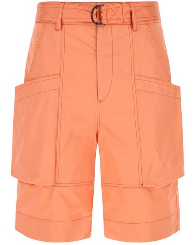Isabel Marant Peach Cotton Frayis Bermuda Shorts - Orange