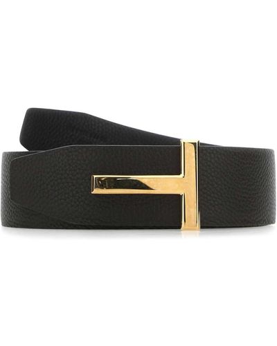 Tom Ford Dark Leather Belt - Black