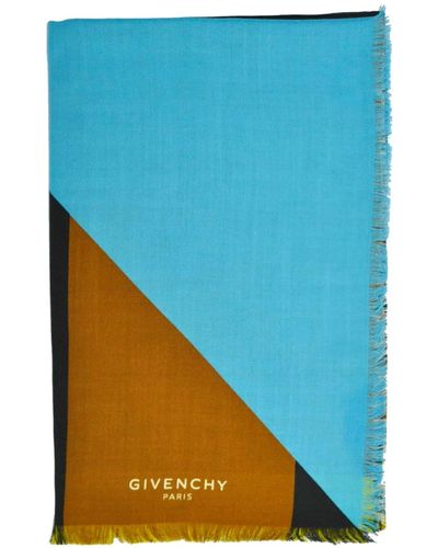 Givenchy Geometric Flag Design Scarf - Blue