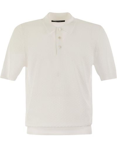 Tagliatore Knitted Cotton Polo Shirt - White