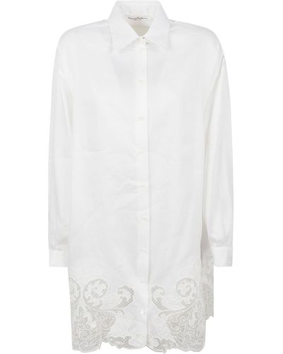 Ermanno Scervino Lace Paneled Oversize Long Shirt - White