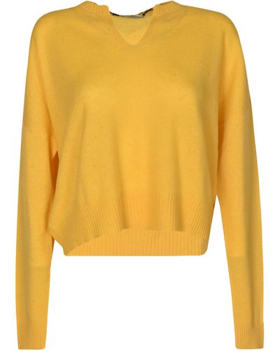 Miu Miu Logo Cashmere Sweater - Yellow