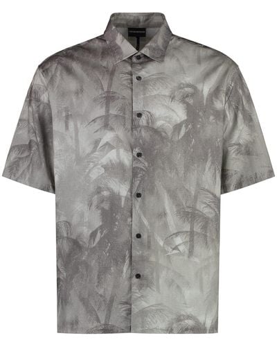Emporio Armani Printed Short Sleeved Shirt - Grey