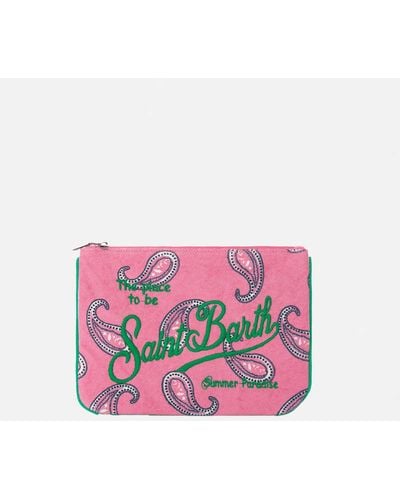 Mc2 Saint Barth Parisienne Paisley Terry Pochette With Saint Barth Embroidery - Pink
