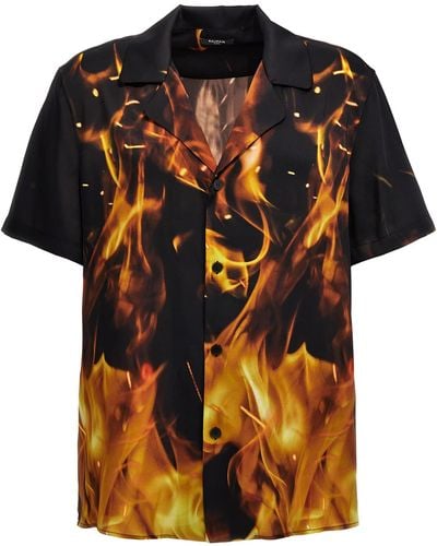 Balmain Fire Shirt, Blouse - Black