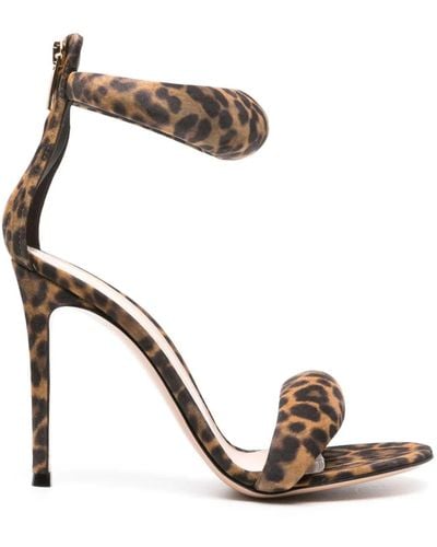 Gianvito Rossi Leopard Suede Bijoux Sandals - Metallic