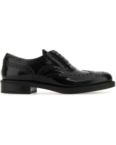 Miu Miu Leather Church S X Lace-Up Shoes - Black