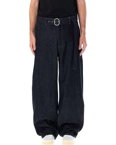 Jil Sander Belted Oversize Denim Trousers - Black