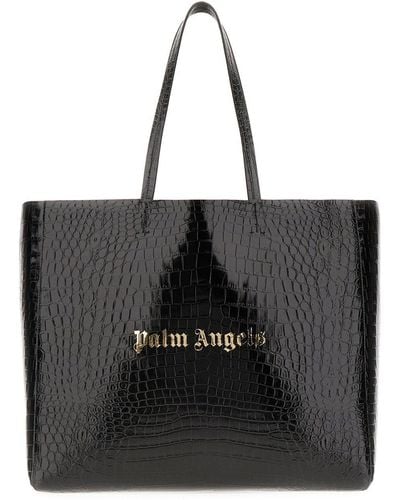 Palm Angels Logo Printed Large Tote Bag - Black