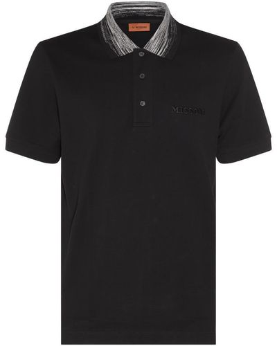 Missoni Black Cotton Slub Collar Polo Shirt