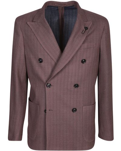 Lardini Jersey Double-Breasted Jacket - Purple