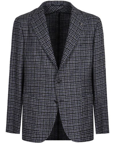 Tagliatore Houndstooth Pattern Blazer - Black