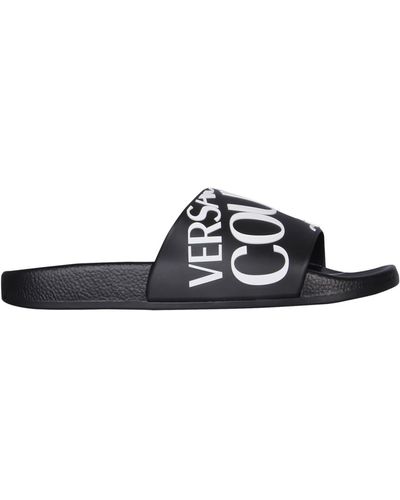 Versace Rubber Logo Slide Sandals - Black