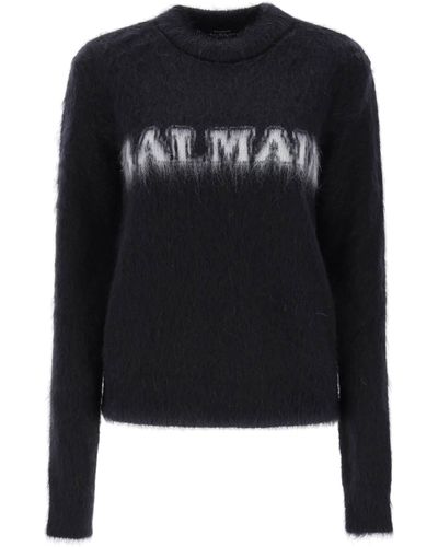 Balmain Logo Mohair Sweater - Black