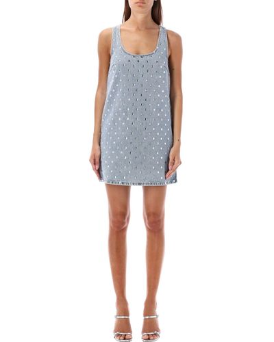 Self-Portrait A Line Rhinestone Mini Dress - Blue