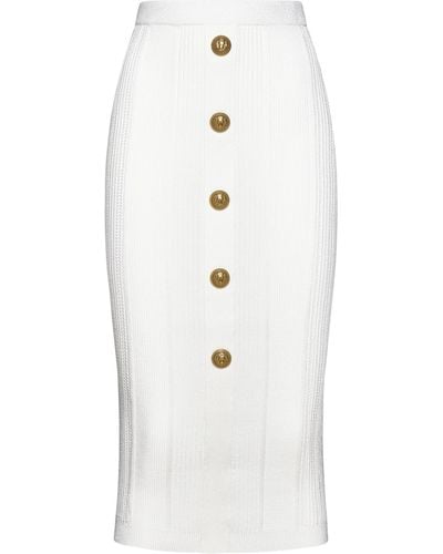 Balmain Viscose-blend Knit Midi Skirt - White