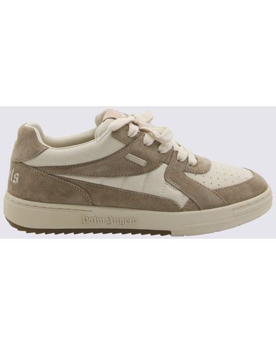 Palm Angels Brown And Sand Suede College Sneakers - Gray