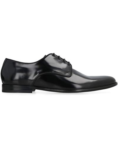 Dolce & Gabbana Leather Lace-Up Derby Shoes - Black