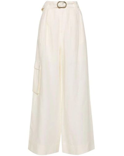 Twin Set Wide Leg Cargo Trousers With Belt - White