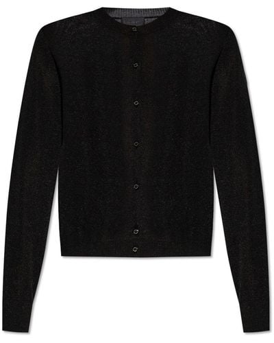 Moncler Cardigan With A Shimmering Finish, - Black