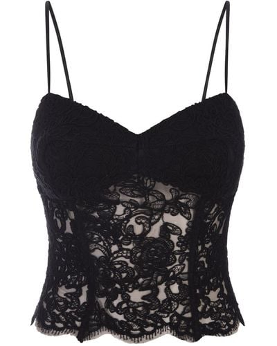 Ermanno Scervino Bustier Top With Lace - Black
