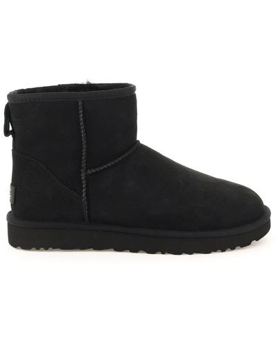 UGG Classic Mini Suede And Shearling Ankle Boots - Black