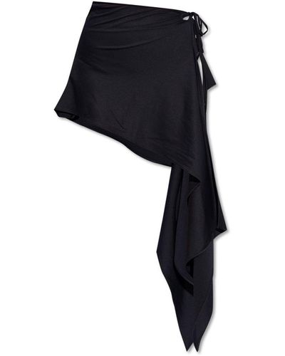 The Attico Wrap-Up Side Tie Beach Skirt - Black