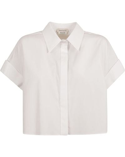 Alexander McQueen Cropped Oversized Shirt - White