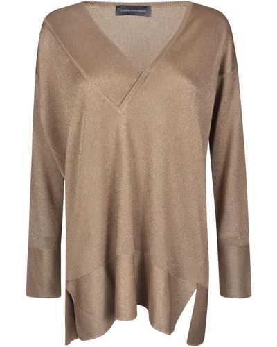 Lorena Antoniazzi V-Neck Oversized Sweater - Brown