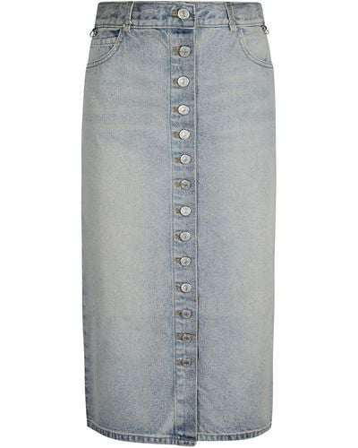 Courreges Rear Slit 5 Pockets Denim Skirt - Grey