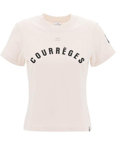 Courreges Logo Printed Crewneck T-Shirt - Multicolour