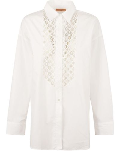 Ermanno Scervino Lace Panelled Oversize Shirt - White