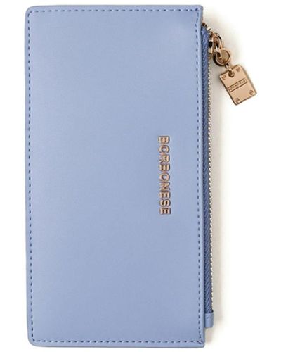 Borbonese Medium Light Blue Leather Card Holder