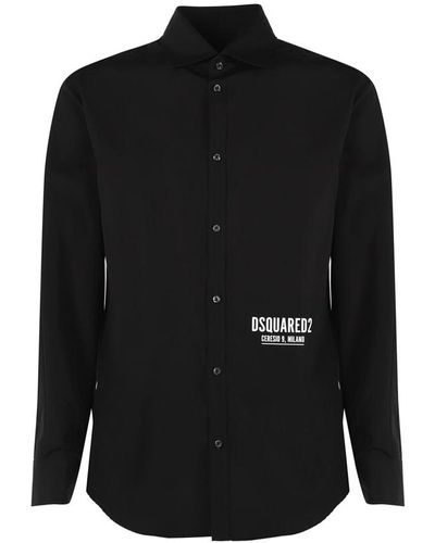 DSquared² Cotton Shirt In Popeline - Black