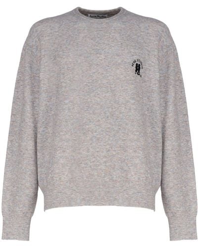 Acne Studios Pullover With Embroidered Logo - Gray