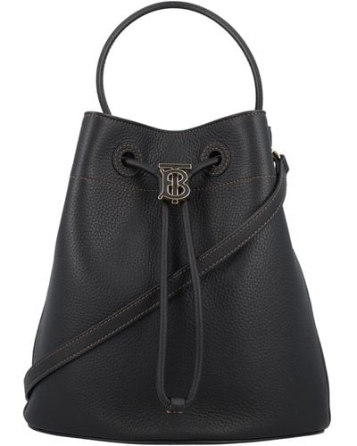 Burberry Tb Drawsting Bucket Bag - Black