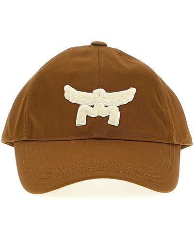 MCM Flocked Logo Cap Hats - Brown