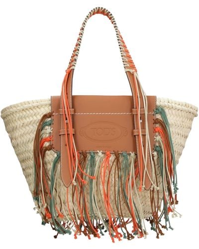 Tod's Woven Straw Tote - Brown