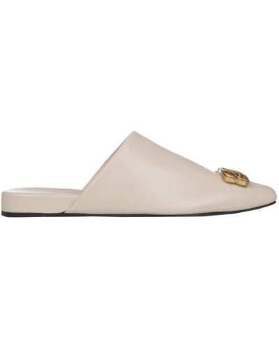 Balenciaga Beige Flat Sandals - White